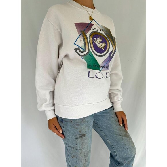 90s vintage joy of the lord christmas holiday religious graphic pullover sweater - Picture 6 of 9